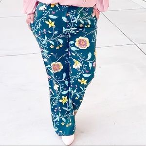 Floral Green Pants Size 14